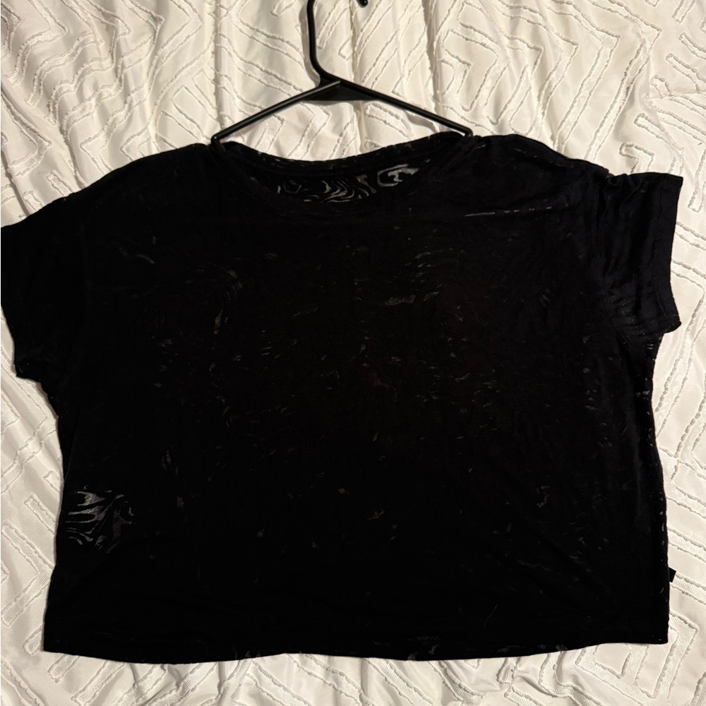 lululemon athletica black mesh crop top